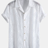 Embroidered Floral Cuban Shirt & Straight Leg Linen Pants Set