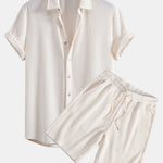 Waffle Shirt & Drawstring Waffle Shorts Set