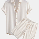 Waffle Shirt & Drawstring Waffle Shorts Set