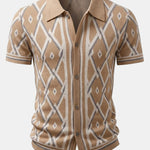 Retro Rhombus Geometric Knit Shirt