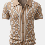 Retro Rhombus Geometric Knit Shirt