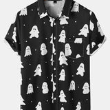 Halloween Cute Ghost Print Button Up Shirt