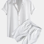 Geometric Jacquard Shirt & Shorts Set
