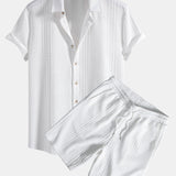 Geometric Jacquard Shirt & Shorts Set
