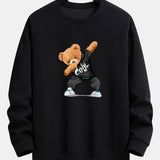 Cool Bear Print Relax Fit Crew Neck Sweatshirt & Jogging Pants Set