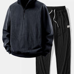 Quarter Zip Corduroy Raglan Sleeve Sweatshirt & Corduroy Pants Set