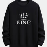 King Crown Print Relax Fit Crew Neck Sweatshirt & Jogging Pants Set