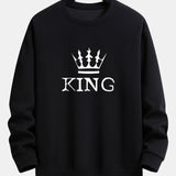 King Crown Print Relax Fit Crew Neck Sweatshirt & Jogging Pants Set