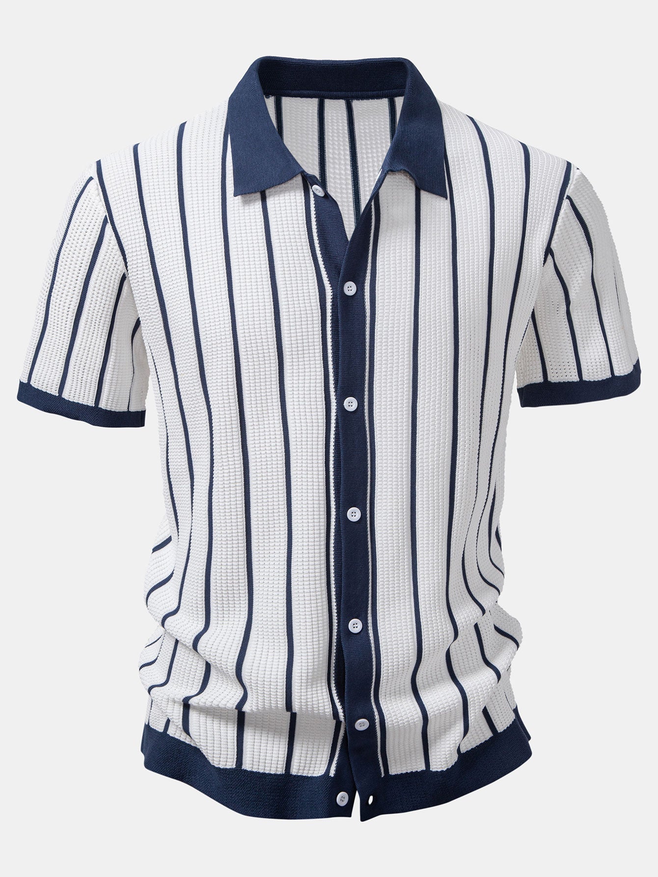 Stripe Knitted Shirt & Straight Leg Linen Pants Set