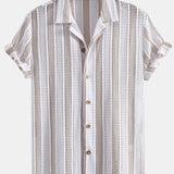 Striped Mesh Cuban Shirt