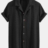 Floral Checkerboard Jacquard Cuban Shirt & Linen Cotton Blend Drawstring Set