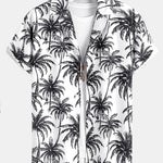 Relax Fit Palm Tree Print Shirt & Palm Tree Print Swim Short Set