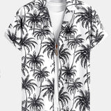 Relax Fit Palm Tree Print Shirt & Palm Tree Print Swim Short Set