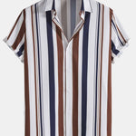 Colored Striped Print Shirt & Swim Shorts Set