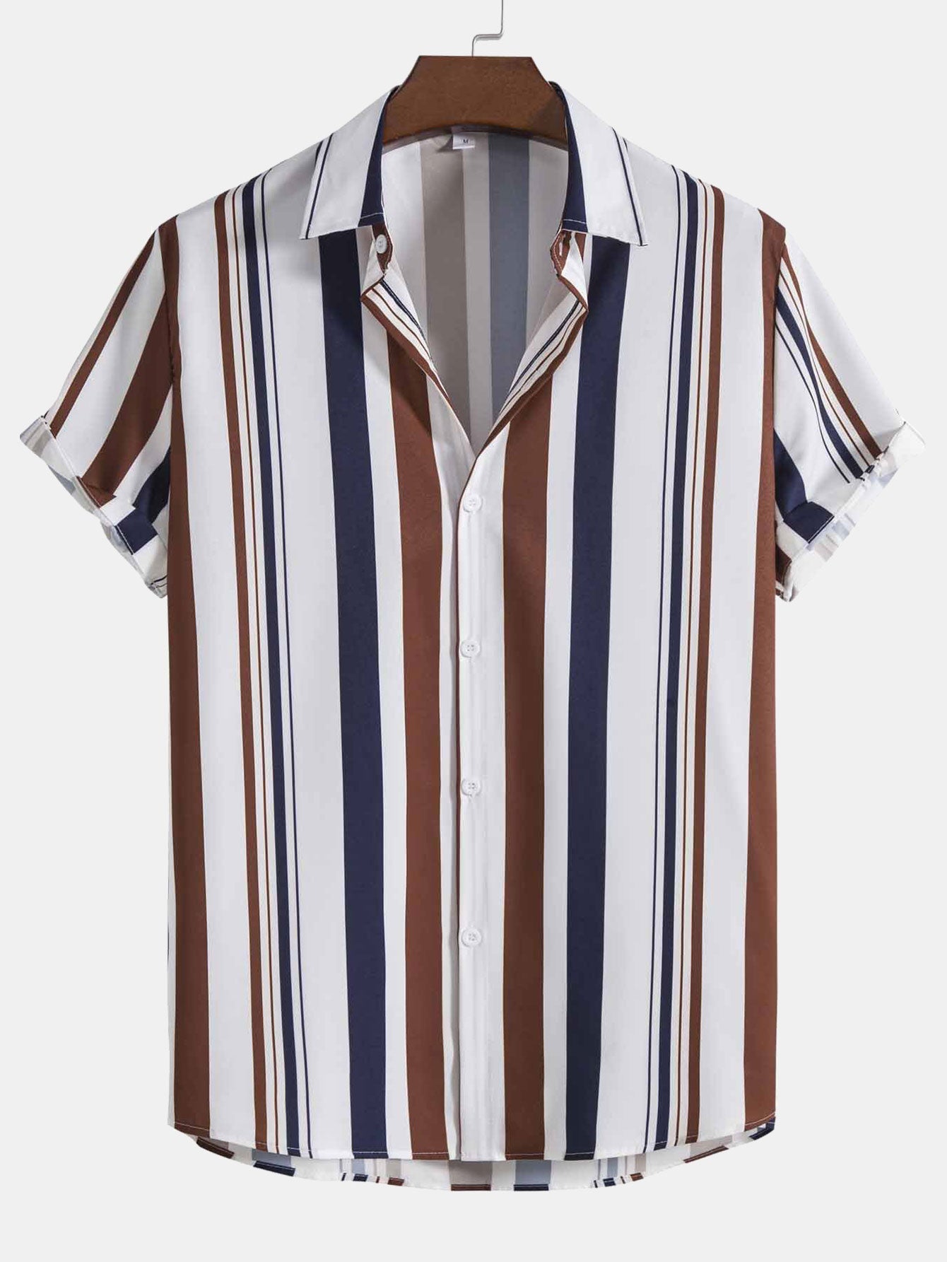 Colored Striped Print Shirt & Swim Shorts Set