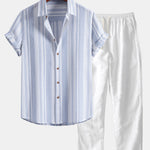 Stripe Linen Shirt & Straight Leg Linen Pants Set