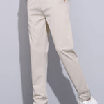 Contrast Trim Ribbed Johnny Collar Knit Polo & Trousers Set
