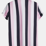 Wide Striped Print Button Up Shirt