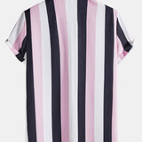 Wide Striped Print Button Up Shirt