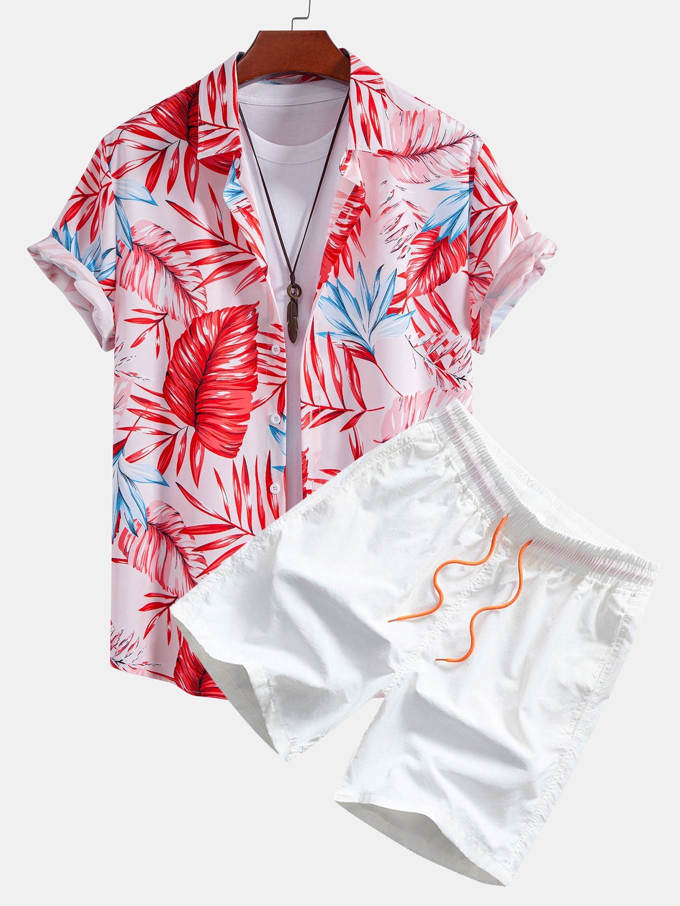 Tropical Print Shirt & Swim Shorts Set