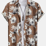 Tropical Floral Print Button Up Shirt