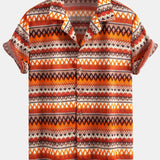 Geometric Cuban Shirt & Straight Leg Linen Pants Set