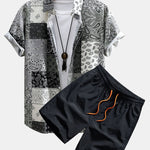 Paisley Print Shirt & Swim Shorts Set