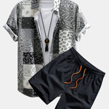 Paisley Print Shirt & Swim Shorts Set