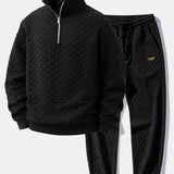 Checkerboard Jacquard Quarter Zip Sweatshirt & Jogger Pants Set