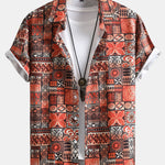 Tile Patchwork Print Button Up Shirt