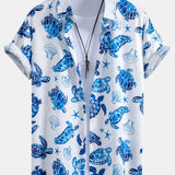 Turtle Print Shirt & Striped Swim Shorts Set