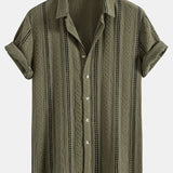 Geometric Striped Jacquard Button Up Shirt