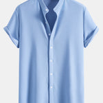 Muscle Fit Textured Stand Collar Shirt