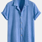 Knitted Geometric Textured Cuban Shirt