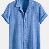 Knitted Geometric Textured Cuban Shirt