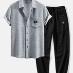 Short Sleeve Waffle Shirt & Drawstring Waffle Jogger Pants Set