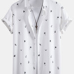 Palm Tree Anchor Sailboat Print Shirt & Swim Shorts Set