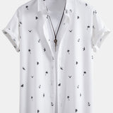 Palm Tree Anchor Sailboat Print Shirt & Swim Shorts Set