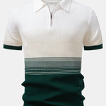 Striped Gradient Knitted Polo Shirt & Slim Fit Tapered Trousers Set