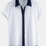 Contrast Ribbed Button Up Shirt