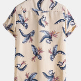 Tropical Plants Print Button Up Shirt