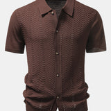 Textured Jacquard Button Up Knit Shirt
