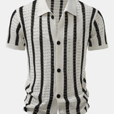 Stripe Eyelet Knitted Shirt