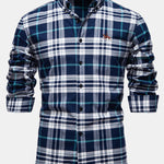 Cowboy Embroidery Cotton Plaid Button Up Shirt