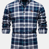 Cowboy Embroidery Cotton Plaid Button Up Shirt