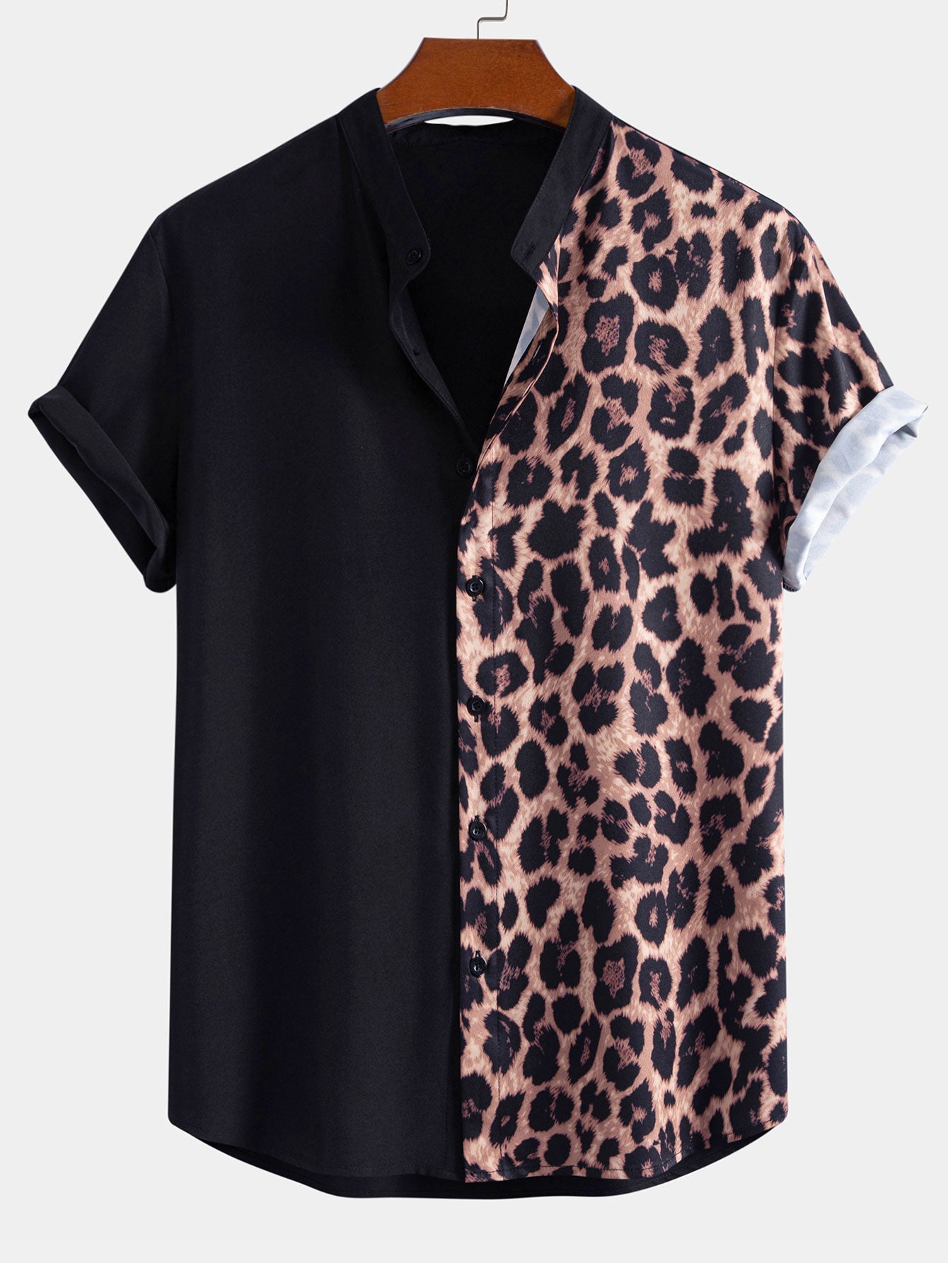 Leopard Patchwork Shirt & Leopard Print Patchwork 6" Shorts Set