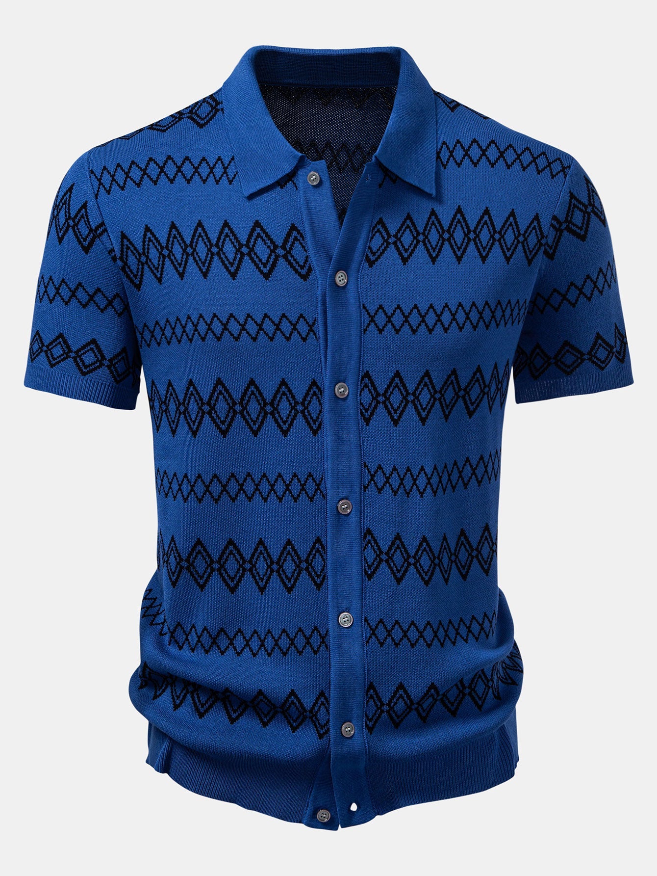 Geometric Knitted Shirt & Slim Fit Tapered Trousers Set