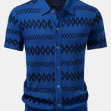 Geometric Knitted Button Up Shirt