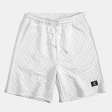 Checkerboard Stand Collar Shirt & Checkerboard Jacquard Shorts Set