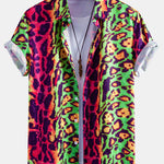 Colorful Leopard Print Shirt & Swim Shorts Set
